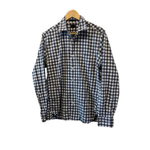 MENS J CREW Slim Blue & White Check Button Up Collared Dress Shirt M